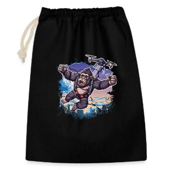 Gorille Drone Enfants Drôle - Sac cadeau 30 x 45 cm - noir - Devant