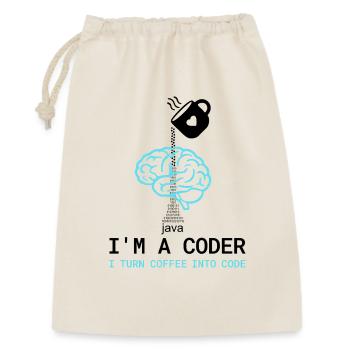 Coder T-Shirt: Coffee into Code – Nerdy Programmie - Geschenkbeutel aus Baumwolle (30 x 45 cm) - Natur - Vorne