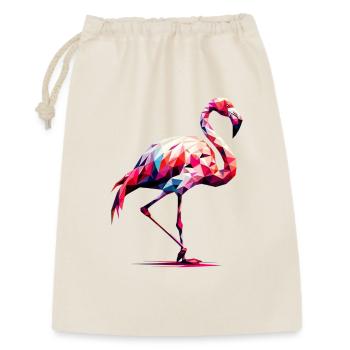 Polygonaler Flamingo - Geschenkbeutel aus Baumwolle (30 x 45 cm) - Natur - Vorne