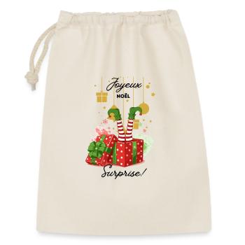 Joyeux_noel_surprise - Geschenkbeutel aus Baumwolle (30 x 45 cm) - Natur - Vorne