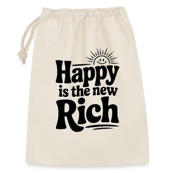 Happy is The New Rich - Gift Bag 30 x 45 cm - nature - Front