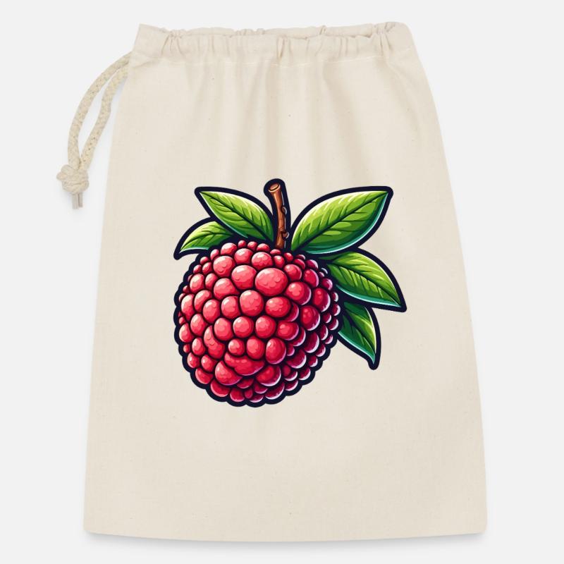 Litchi Illustrated Bright - Geschenkbeutel aus Baumwolle (30 x 45 cm) - Natur