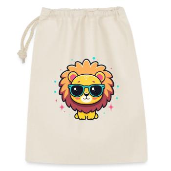 Lion Kawaii chic avec lunettes bleues - Sac cadeau 30 x 45 cm - nature - Devant