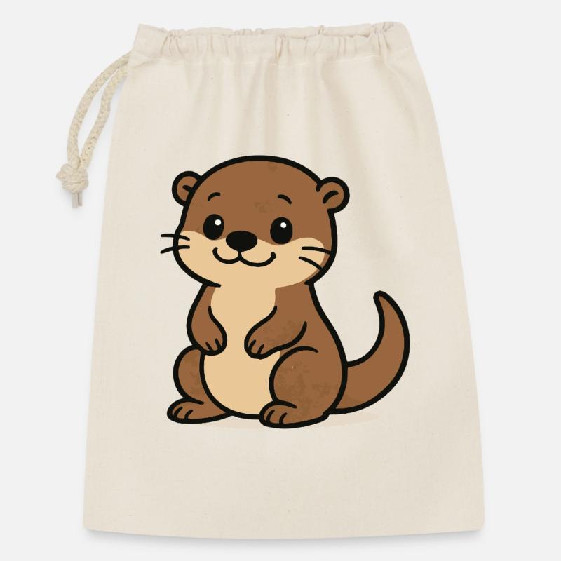 Niedlicher Otter - Geschenkbeutel aus Baumwolle (30 x 45 cm) - Natur
