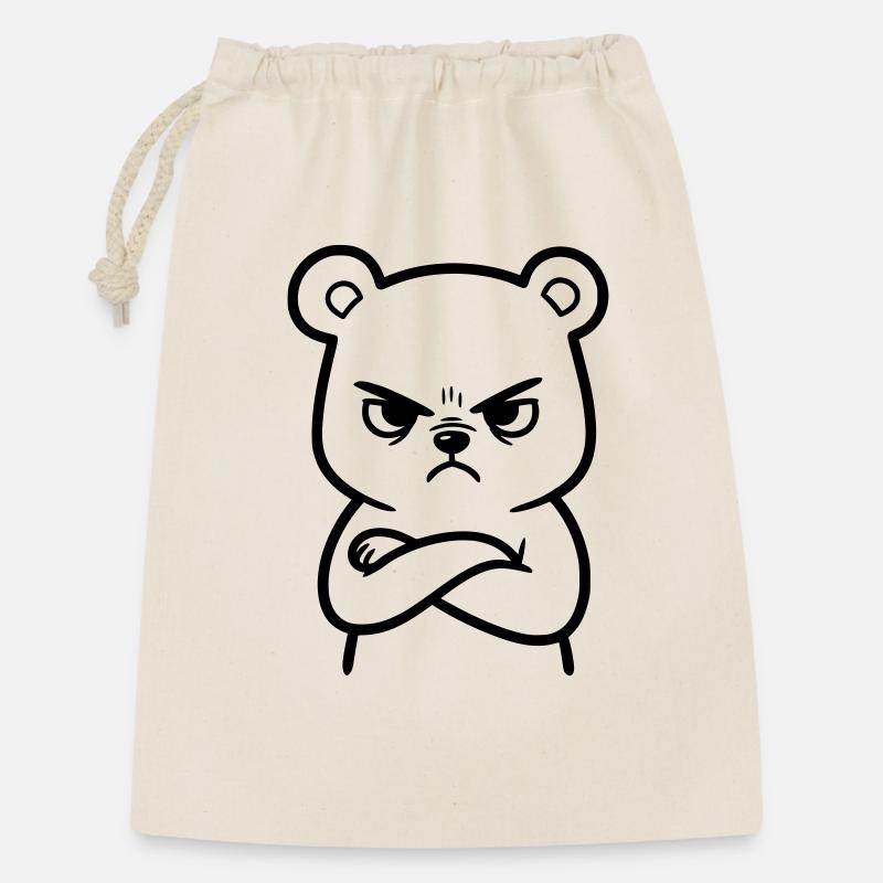Wütender Bär Cartoon Illustration - Geschenkbeutel aus Baumwolle (30 x 45 cm) - Natur