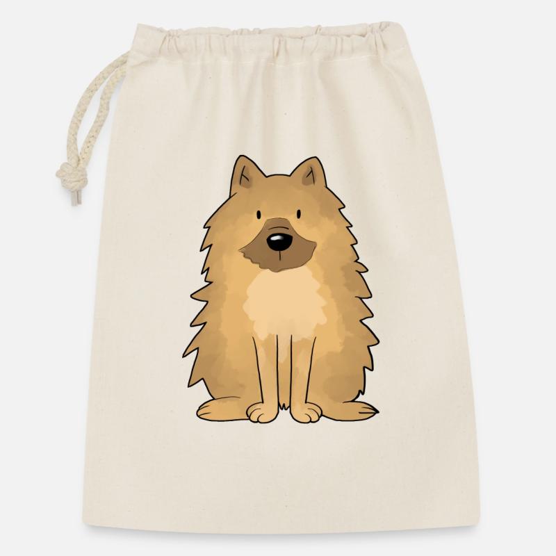 Hund Illustration - Geschenkbeutel aus Baumwolle (30 x 45 cm) - Natur