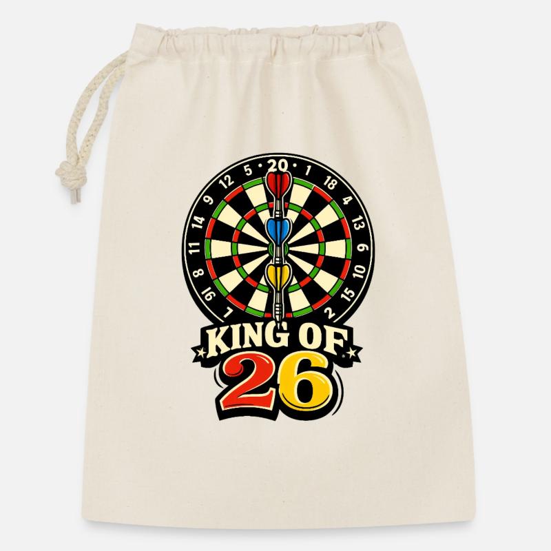König der 26 – Dartboard Retro - Geschenkbeutel aus Baumwolle (30 x 45 cm) - Natur