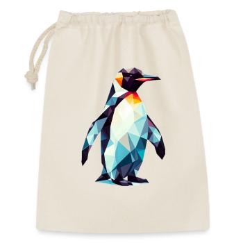 Polygonaler Pinguin - Geschenkbeutel aus Baumwolle (30 x 45 cm) - Natur - Vorne
