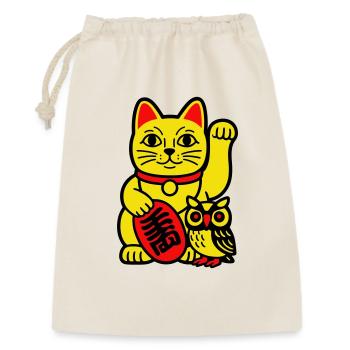 Chat chanceux avec petit hibou - Sac cadeau 30 x 45 cm - nature - Devant