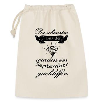 September Diamanten Geburtstag Geschenk Spruch - Geschenkbeutel aus Baumwolle (30 x 45 cm) - Natur - Vorne