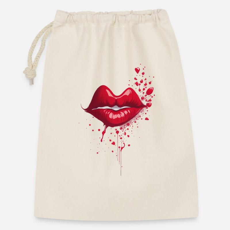 Kissing Red Lips Splash - Gift Bag 30 x 45 cm - nature