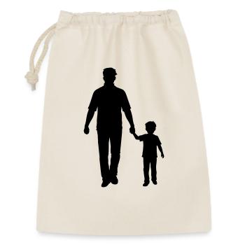 Vater Kind Silhouette Spazieren Familie Papa Liebe - Geschenkbeutel aus Baumwolle (30 x 45 cm) - Natur - Vorne