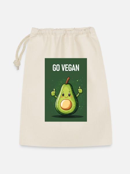 GO VEGAN - Geschenkbeutel aus Baumwolle (30 x 45 cm) - Natur