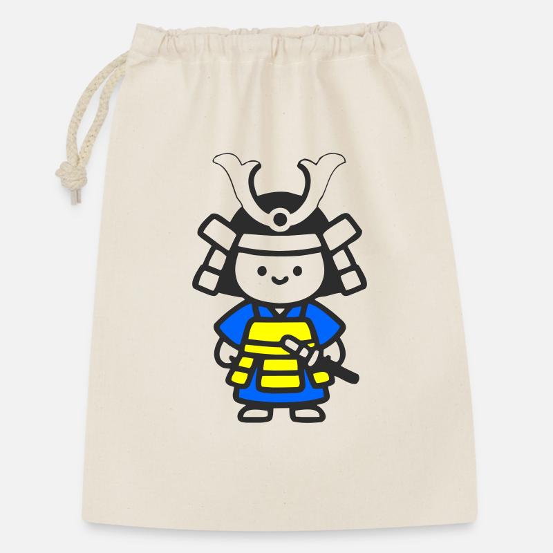 Kawaii Samurai Child in Yellow Blue - Gift Bag 30 x 45 cm - nature