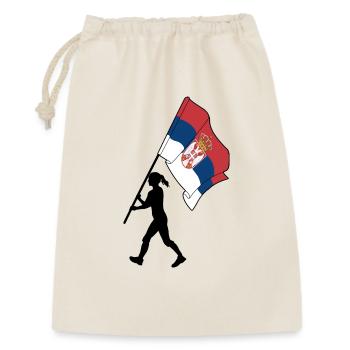 Drapeau Serbie femme marchant - Sac cadeau 30 x 45 cm - nature - Devant