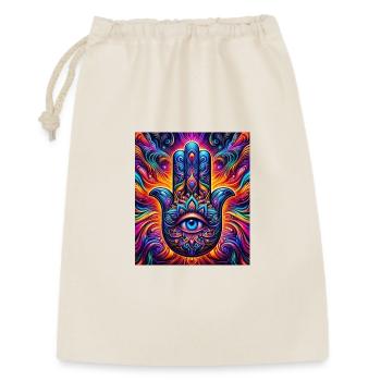 Psychedelische Hamsa Auge Hand Mandala - Geschenkbeutel aus Baumwolle (30 x 45 cm) - Natur - Vorne