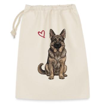 Schwarz-brauner Deutscher Schäferhund - Geschenkbeutel aus Baumwolle (30 x 45 cm) - Natur - Vorne