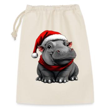 Nilpferde Christmas - Geschenkbeutel aus Baumwolle (30 x 45 cm) - Natur - Vorne