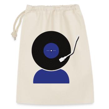Schallplatten Kopf - Geschenkbeutel aus Baumwolle (30 x 45 cm) - Natur - Vorne