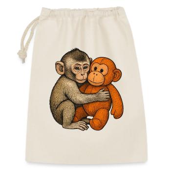 Kuschelkumpel Affe und Orang - Geschenkbeutel aus Baumwolle (30 x 45 cm) - Natur - Vorne