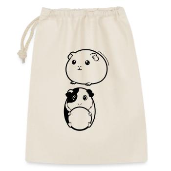  Zwei Meerschweinchen Köpfe - Geschenkbeutel aus Baumwolle (30 x 45 cm) - Natur - Vorne