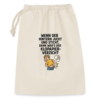 Witziger Klo Spruch Klopapier juckt - Geschenkbeutel aus Baumwolle (30 x 45 cm) - Natur - Vorne