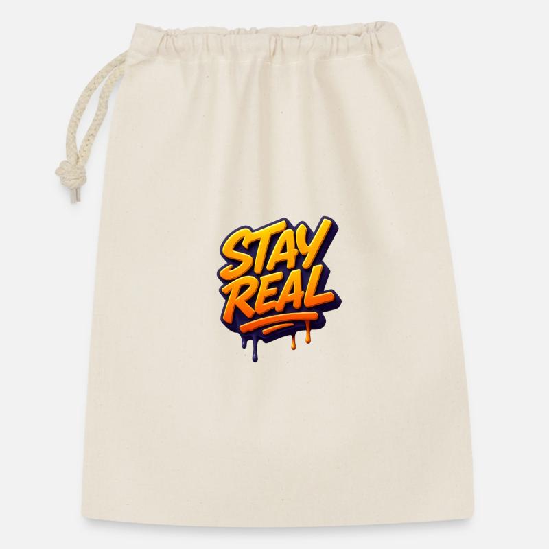 Stay Real Urban Graffiti Design - Geschenkbeutel aus Baumwolle (30 x 45 cm) - Natur