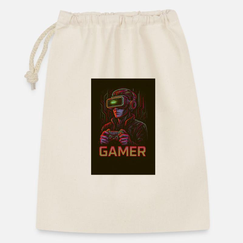 Neon Gamer Virtual Reality Bild - Geschenkbeutel aus Baumwolle (30 x 45 cm) - Natur