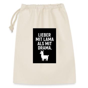 Lieber mit Lama als mit Drama - Geschenkbeutel aus Baumwolle (30 x 45 cm) - Natur - Vorne