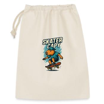 Skater Capy – Cool Capybara Skate - Geschenkbeutel aus Baumwolle (30 x 45 cm) - Natur - Vorne
