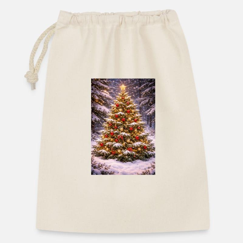 Winterzauber Baumdeko - Geschenkbeutel aus Baumwolle (30 x 45 cm) - Natur