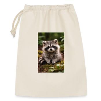 Winziges Waschbärjungtier im Wald - Geschenkbeutel aus Baumwolle (30 x 45 cm) - Natur - Vorne