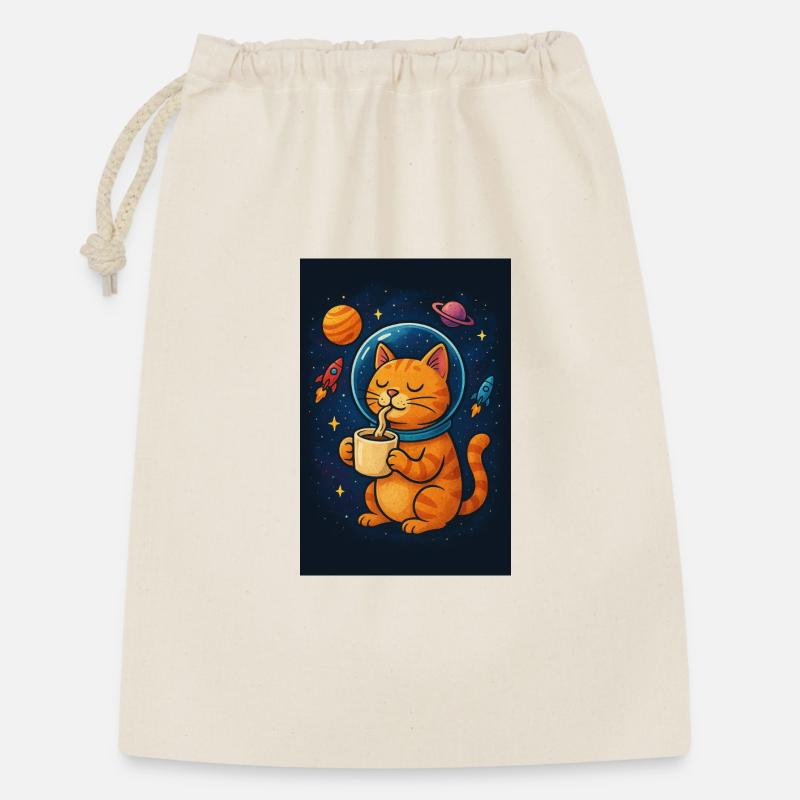 Cat in spacesuit drinking coffee - Gift Bag 30 x 45 cm - nature