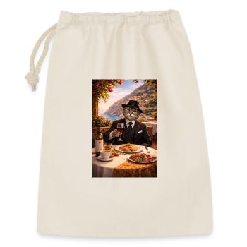 Chat en costume Dolce Vita avec des pâtes - Sac cadeau 30 x 45 cm - nature - Devant