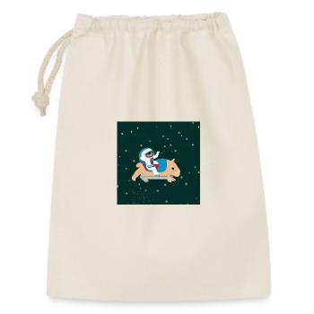 Astronaut auf einem Weltraum-Wasserschwein - Geschenkbeutel aus Baumwolle (30 x 45 cm) - Natur - Vorne