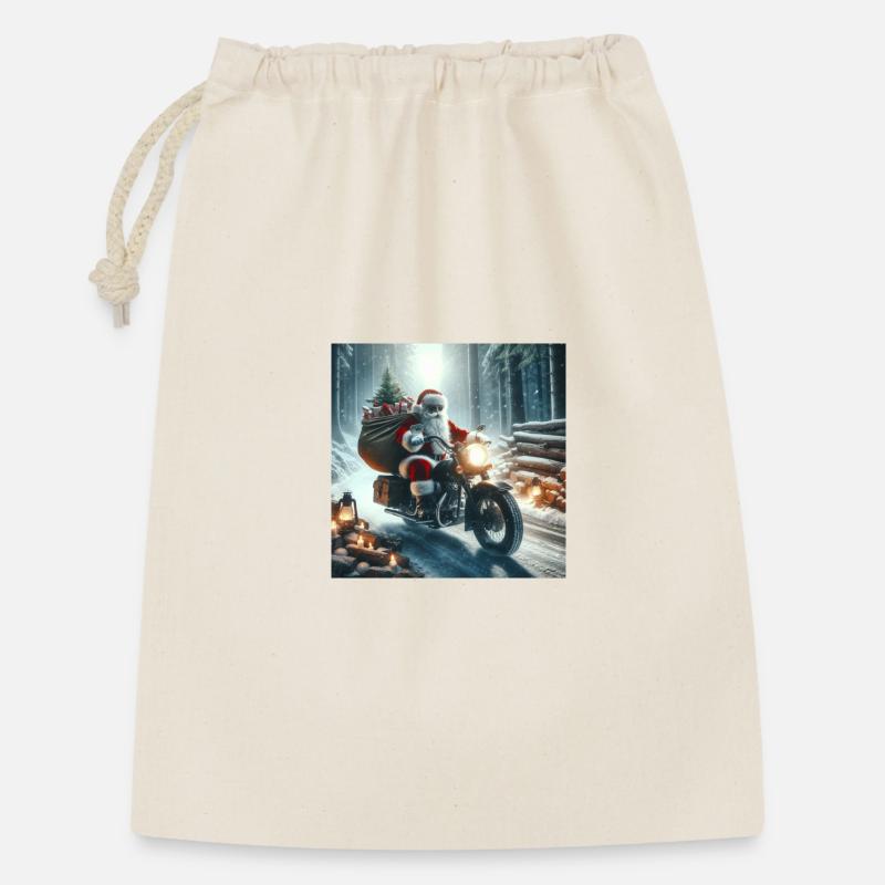 Weihnachts Design 8 - Geschenkbeutel aus Baumwolle (30 x 45 cm) - Natur