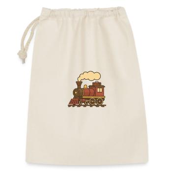 Retro-Lokomotive (links) - Geschenkbeutel aus Baumwolle (30 x 45 cm) - Natur - Vorne