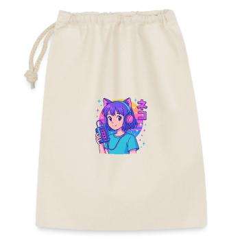 Vaporwave Neko Girl - Esthétique Anime Rétro - Sac cadeau 30 x 45 cm - nature - Devant