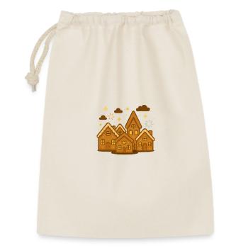 Honigbraune Lebkuchenhäuser Winterzauber - Geschenkbeutel aus Baumwolle (30 x 45 cm) - Natur - Vorne