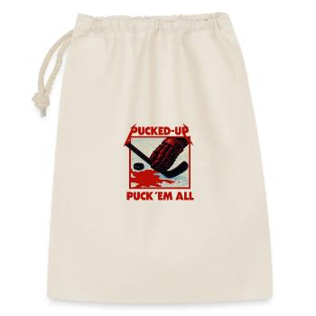 Graphique de hockey rouge sang avec un palet - Sac cadeau 30 x 45 cm - nature - Devant