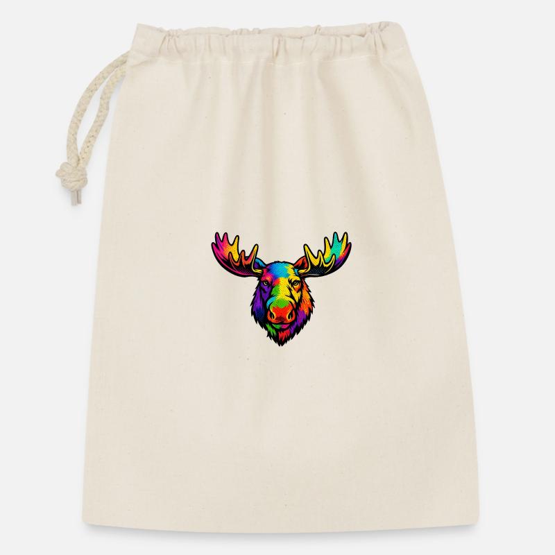 La tête de l’orignal arc-en-ciel - Sac cadeau 30 x 45 cm - nature