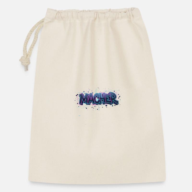 Macher Neon Graffiti Schriftzug - Geschenkbeutel aus Baumwolle (30 x 45 cm) - Natur