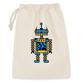 Ein Roboter mit Zahnräder - Geschenkbeutel aus Baumwolle (30 x 45 cm) - Natur - Vorne