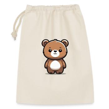 Kleiner süßer niedlicher brauner Bär, Teddybär - Geschenkbeutel aus Baumwolle (30 x 45 cm) - Natur - Vorne