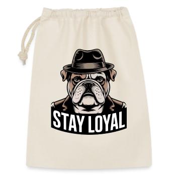 Bleib treu Bulldogge - Geschenkbeutel aus Baumwolle (30 x 45 cm) - Natur - Vorne