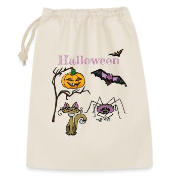 Halloween Kürbis und Fledermaus Design - Geschenkbeutel aus Baumwolle (30 x 45 cm) - Natur - Vorne