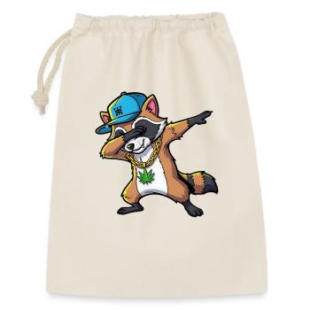 Dabbing Waschbär mit Hanfblatt - Geschenkbeutel aus Baumwolle (30 x 45 cm) - Natur - Vorne