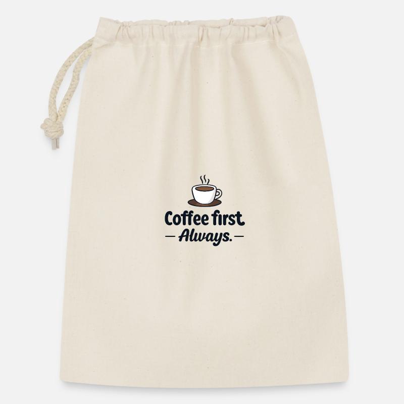 Coffee first - Geschenkbeutel aus Baumwolle (30 x 45 cm) - Natur