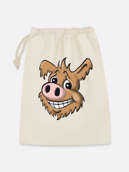 Schweinehund treuherzig - Geschenkbeutel aus Baumwolle (30 x 45 cm) - Natur