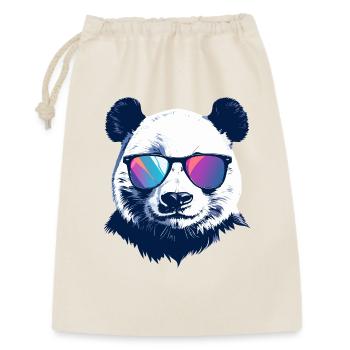cooler Panda mit Neon Sonnenbrille Porträt Motiv - Geschenkbeutel aus Baumwolle (30 x 45 cm) - Natur - Vorne